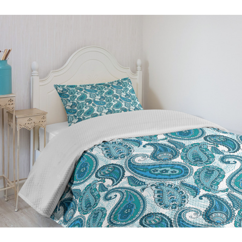Ocean Stripe and Flower Bedspread Set