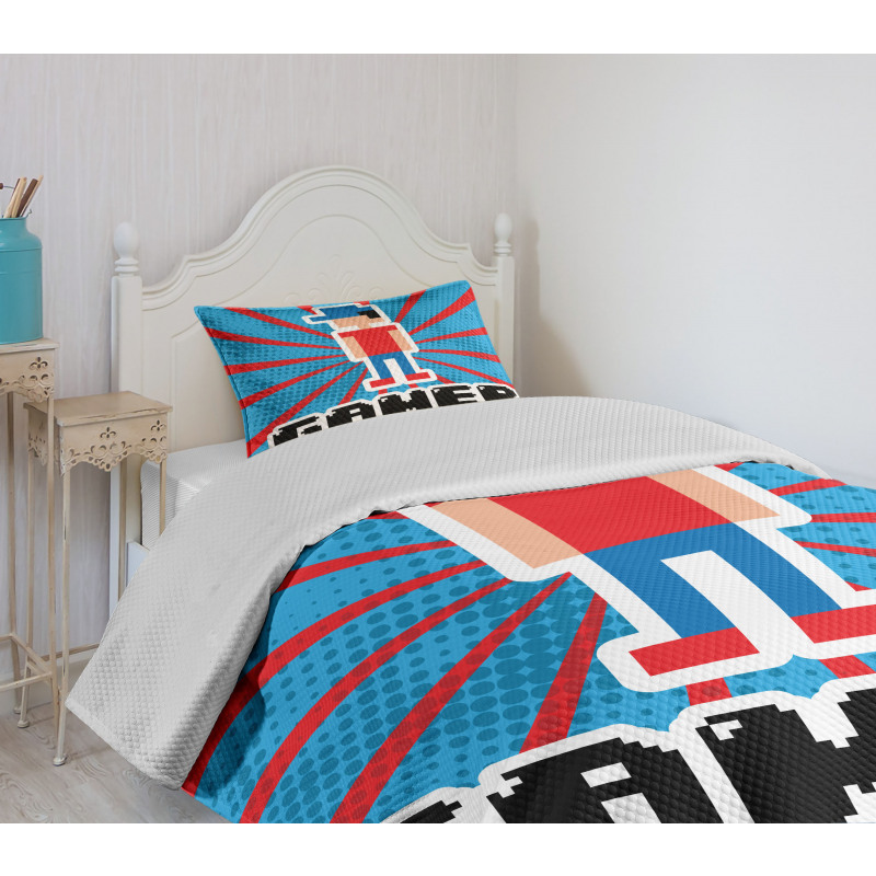 Red Blue Stripes Bedspread Set