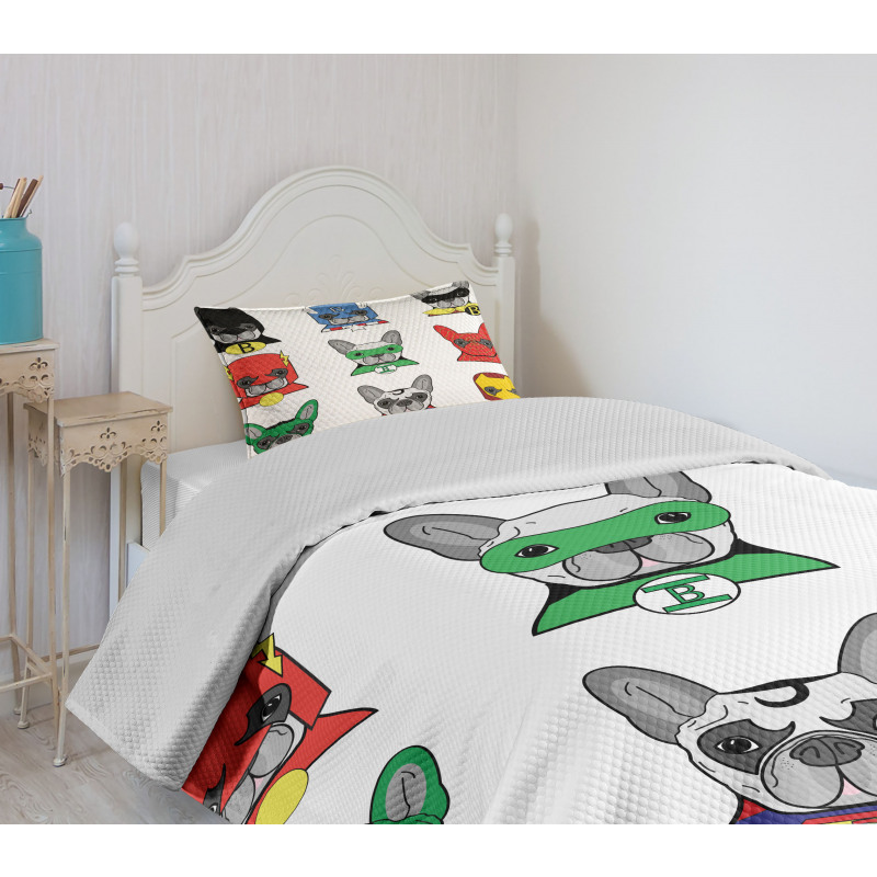 Cartoon Bulldog Art Bedspread Set