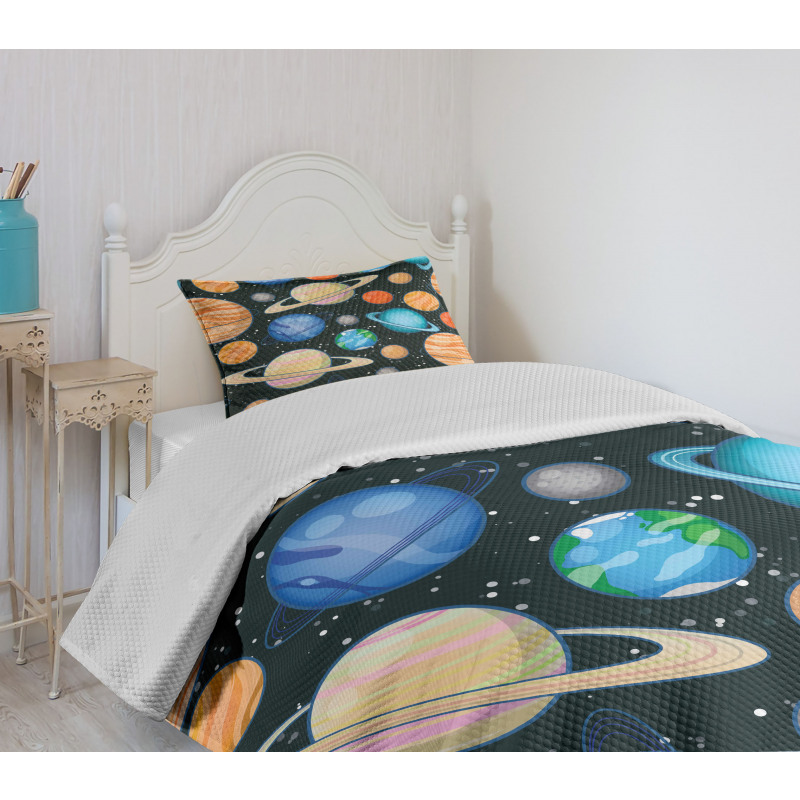 Galaxy Space Art Solar Bedspread Set