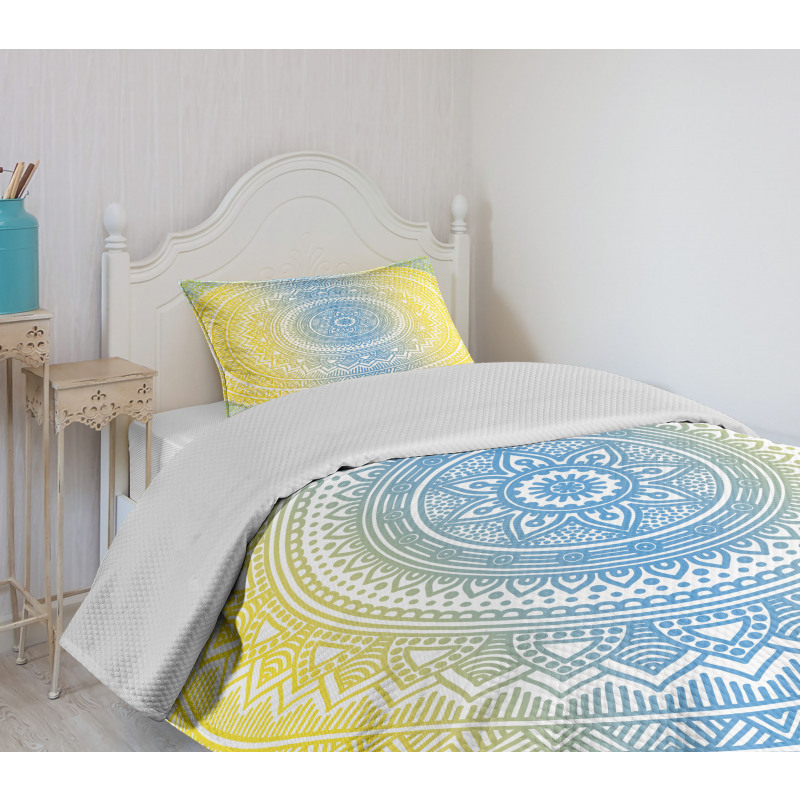 Blue Ombre Mandala Bedspread Set