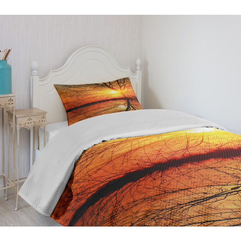 Sunset View with Trees Bedspread Set