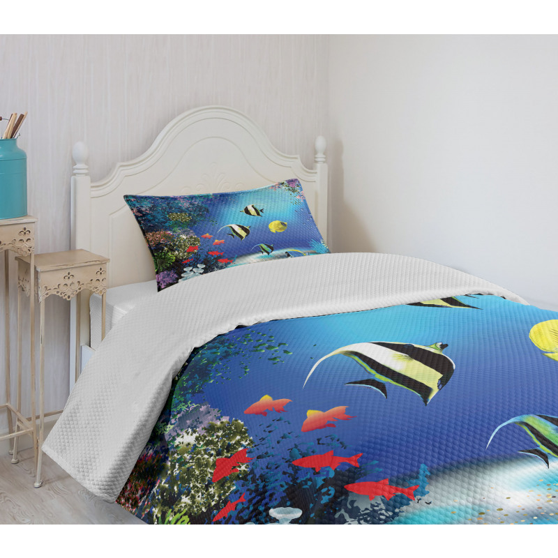 Ocean Coral Reefs Tropic Bedspread Set