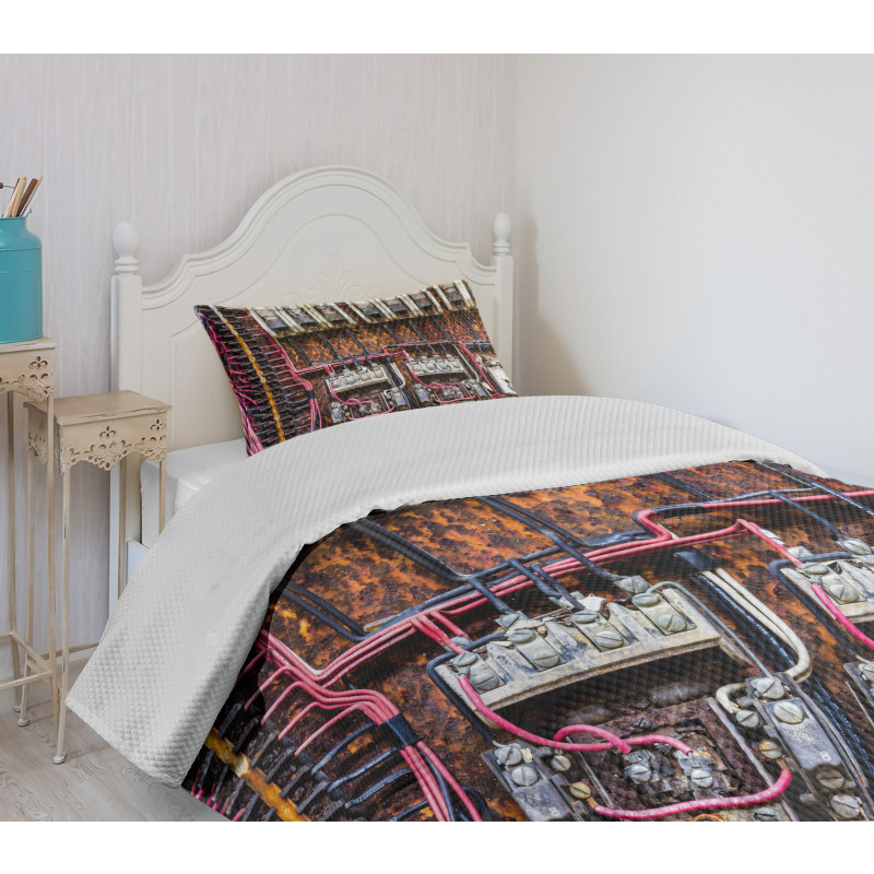 Rusted Electrical Panel Bedspread Set