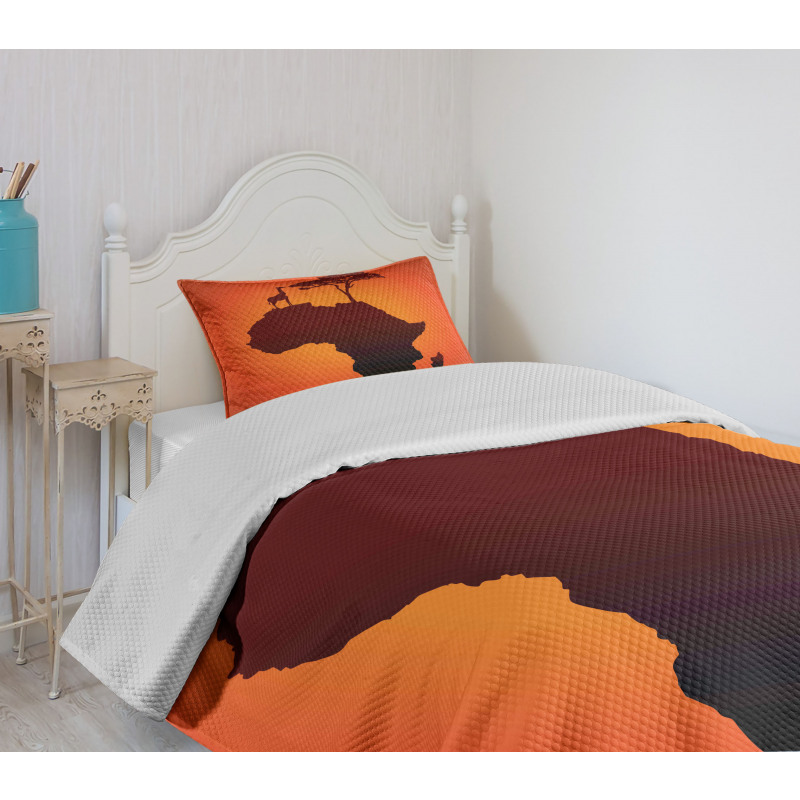 Safari Map with Continent Bedspread Set