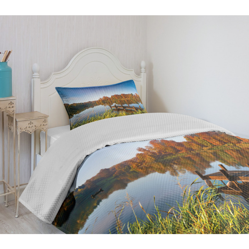 Fishing on a Lake View Bedspread Set