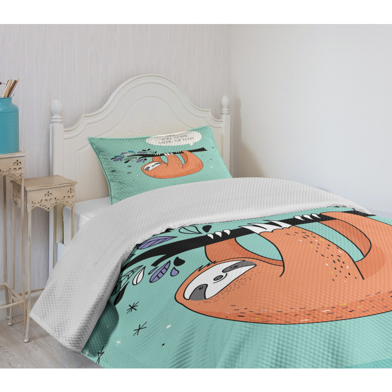 Flirty Sloth Cartoon Bedspread Set