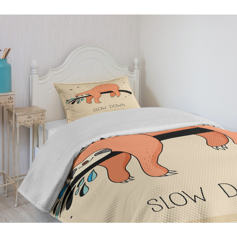 Sleepy Sloth Cartoon Bedspread Set
