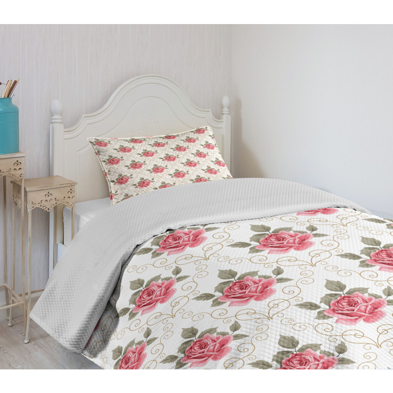 Romantic Shabby Plant Bedspread Set