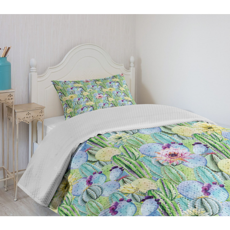 Cactus Buds Types Pattern Bedspread Set