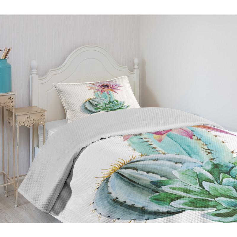 Cactus Flower and Spike Bedspread Set