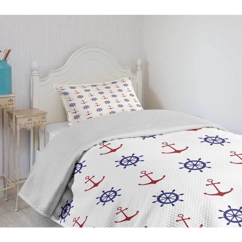 Anchors and Ship Wheels Bedspread Set