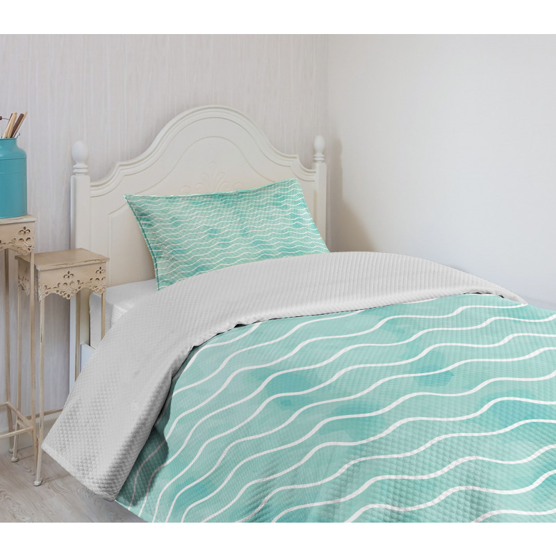 Ocean Sea Wave Pattern Bedspread Set