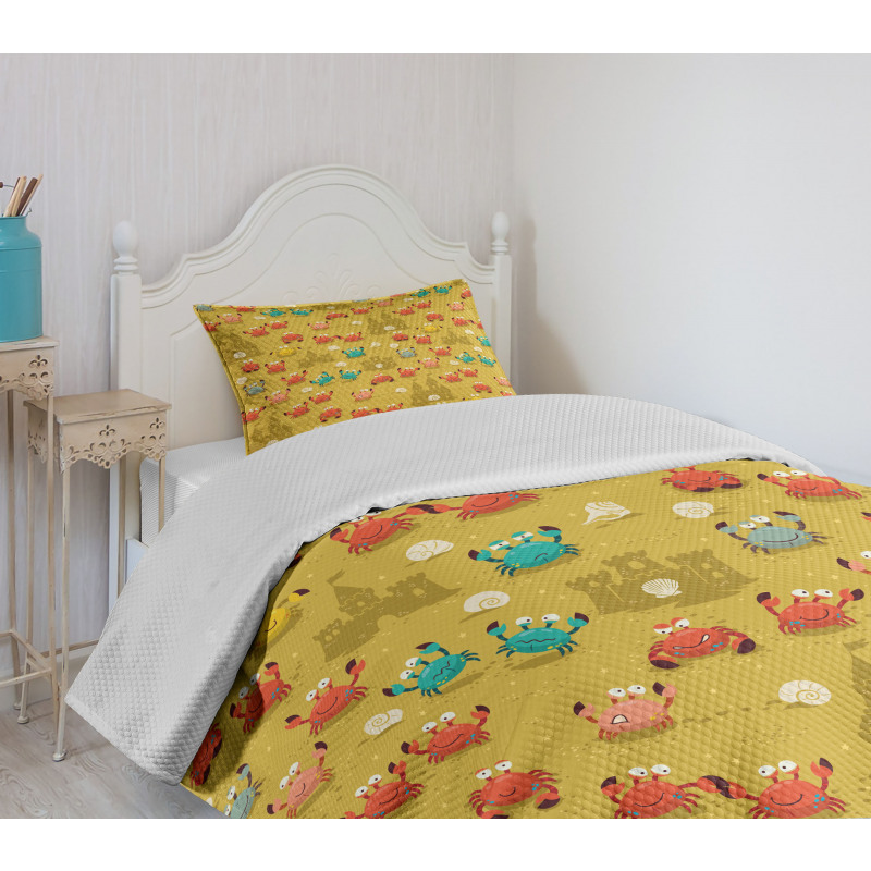 Crab Shell Sand Castle Bedspread Set