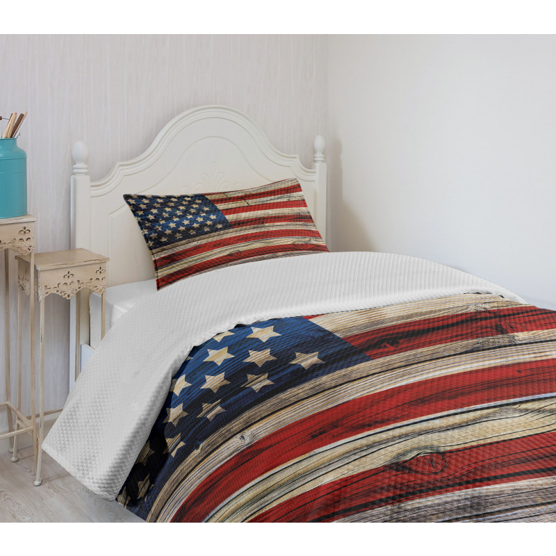 Wood Planks Flag Bedspread Set