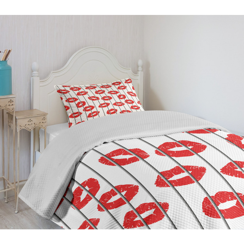 Woman Lips Love Behind Bars Bedspread Set