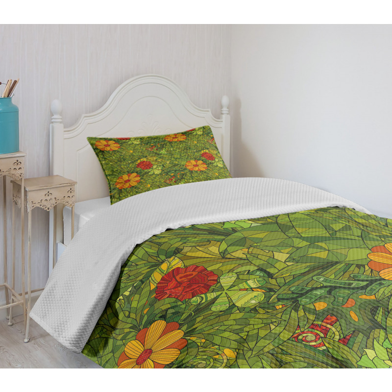 Fractal Retro Jungle Art Bedspread Set