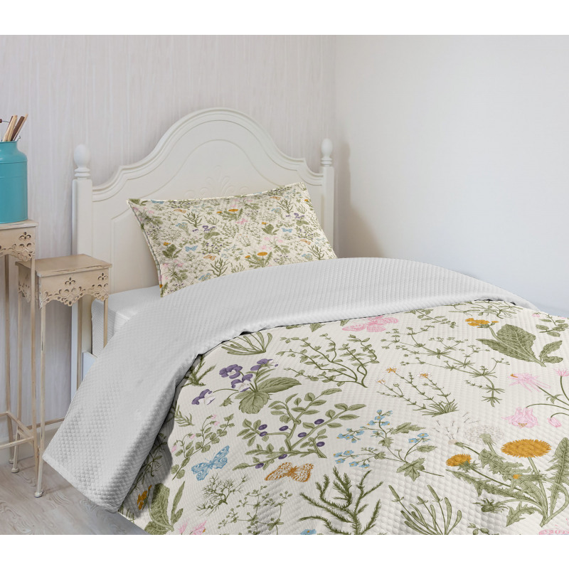 Vintage Garden Plants Bedspread Set