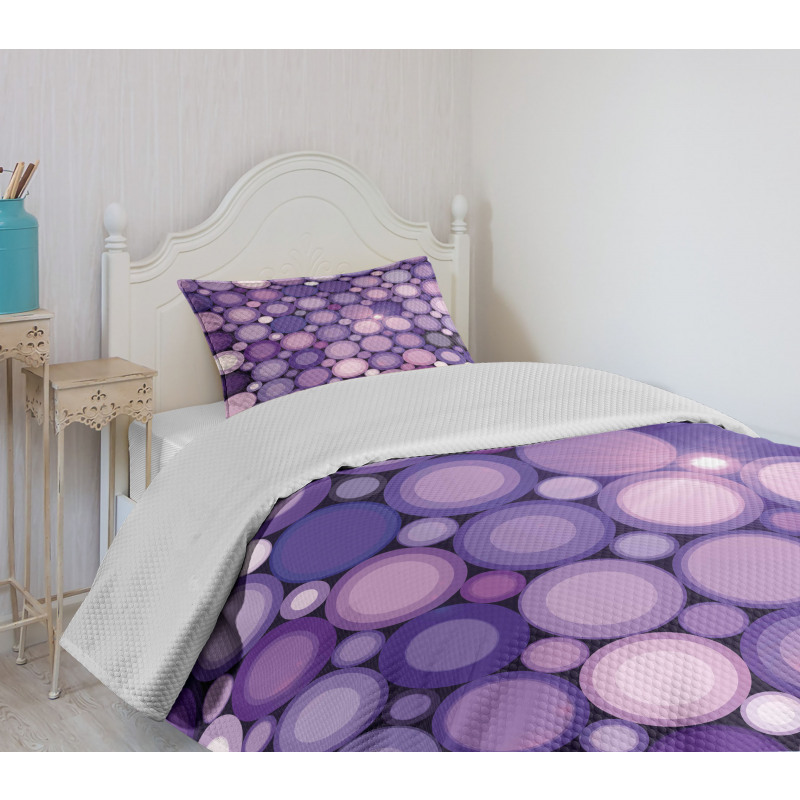 Geometric Violet Circles Bedspread Set