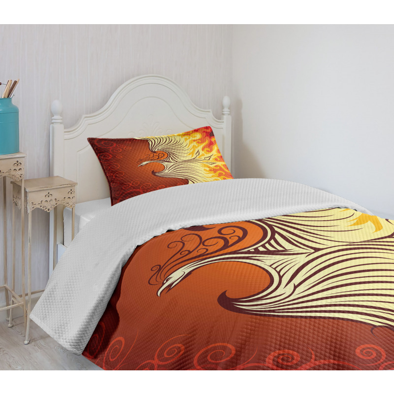 Phoenix Bird in Flame Bedspread Set