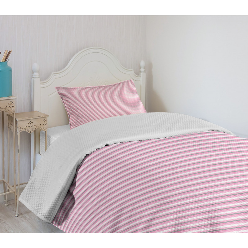 Pink Tones Stripes Bedspread Set