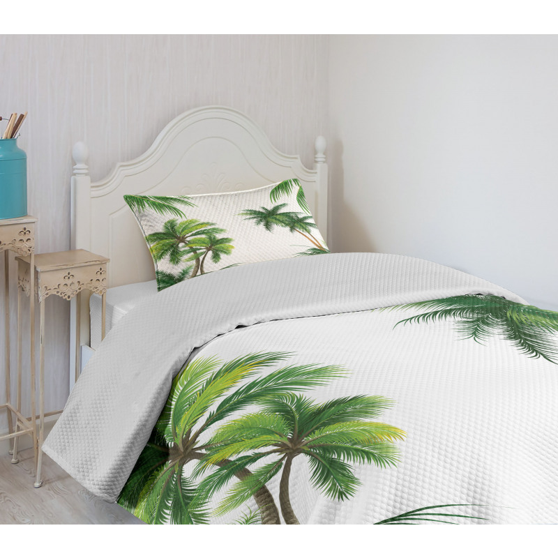 Coconut Palm Tree Plants Bedspread Set