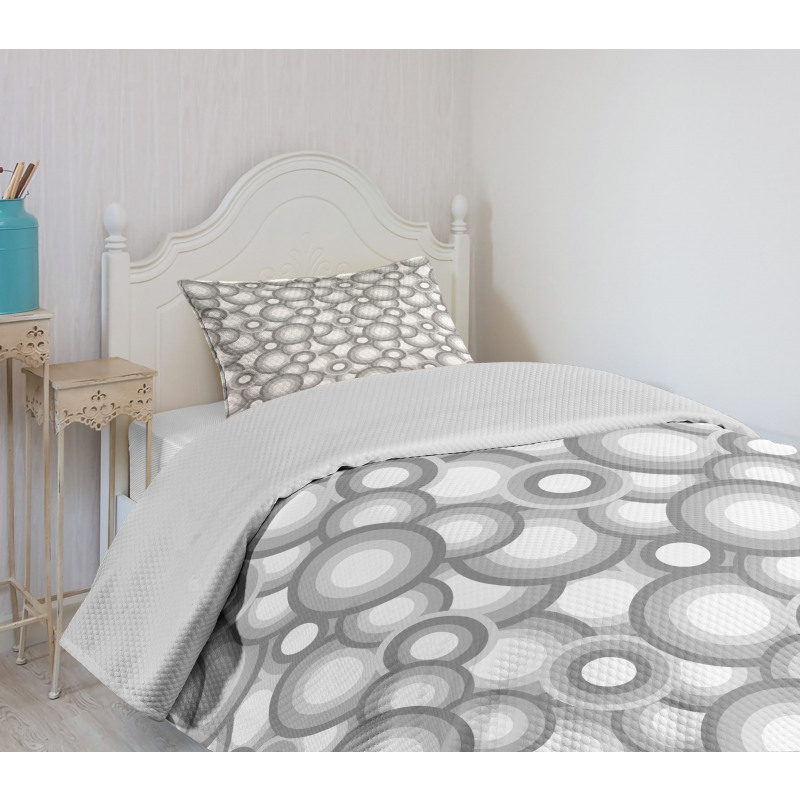 Grey White Balls Rounds Bedspread Set