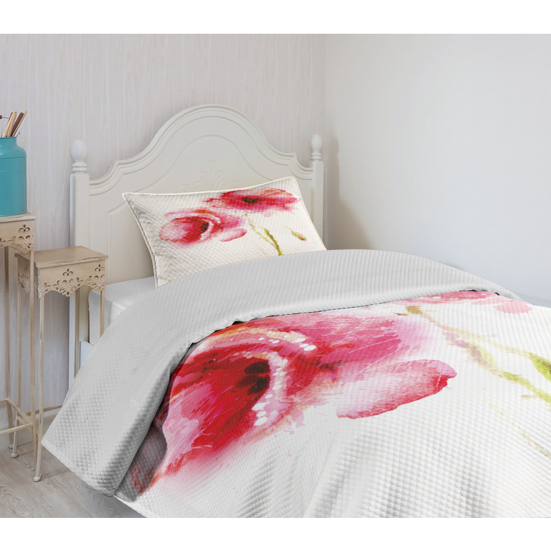 Garden Poppy Floral Bedspread Set