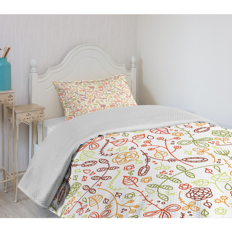 Orange Leaves Harvest Bedspread Set