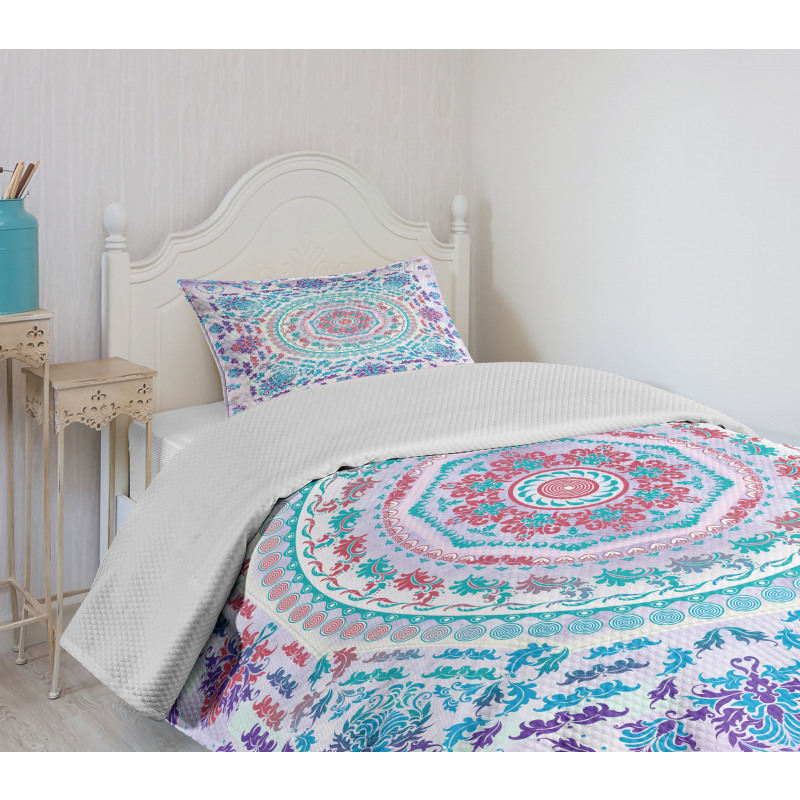 Floral Medallion Design Bedspread Set