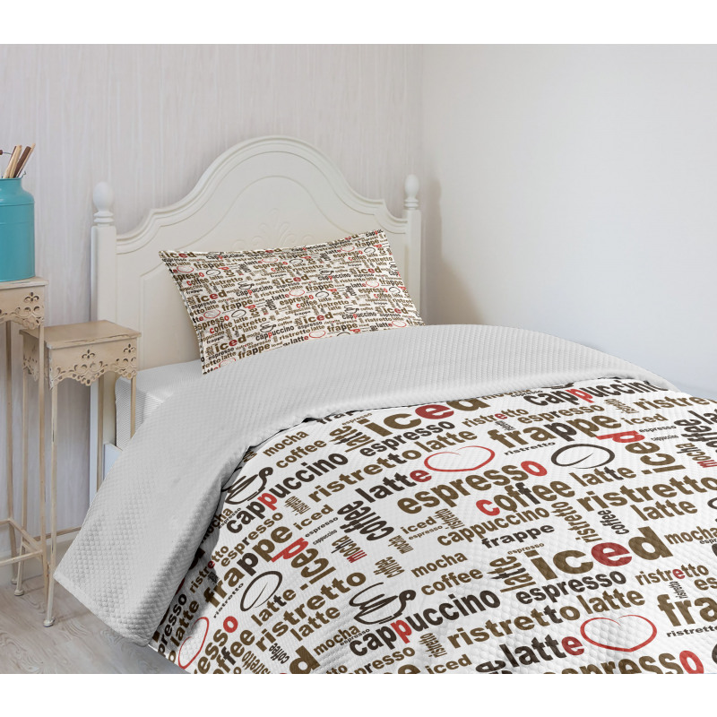 Coffee Words Cafe Shop Bedspread Set