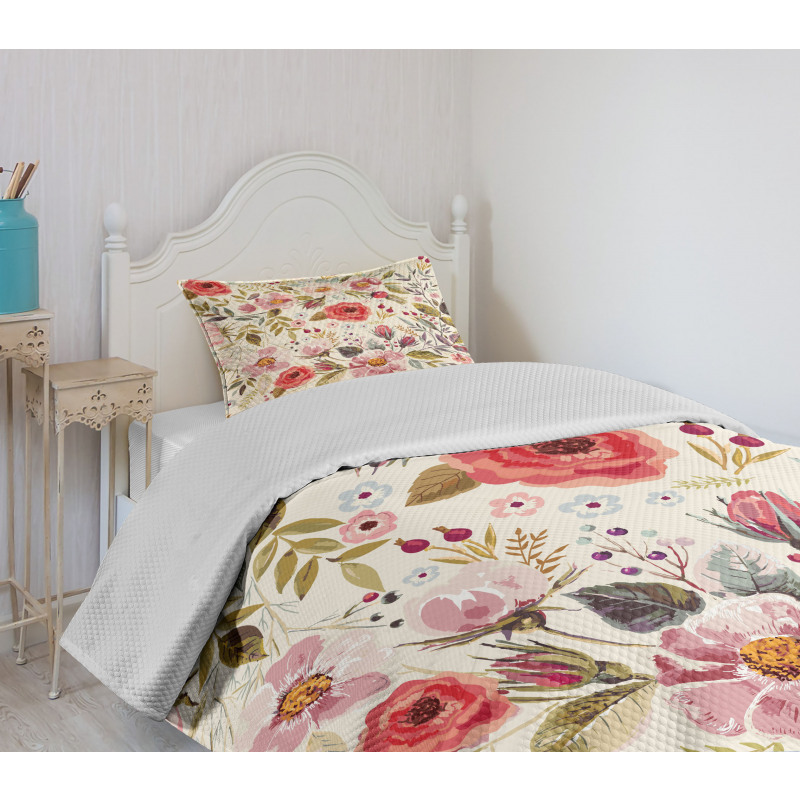 Abstract Flowers Roses Bedspread Set