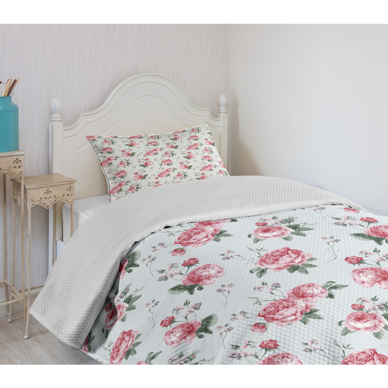 Spring Flowers Roses Bedspread Set