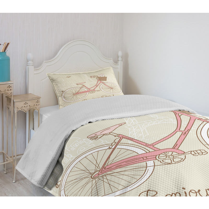 Postcard from Paris Bicycle Bedspread Set