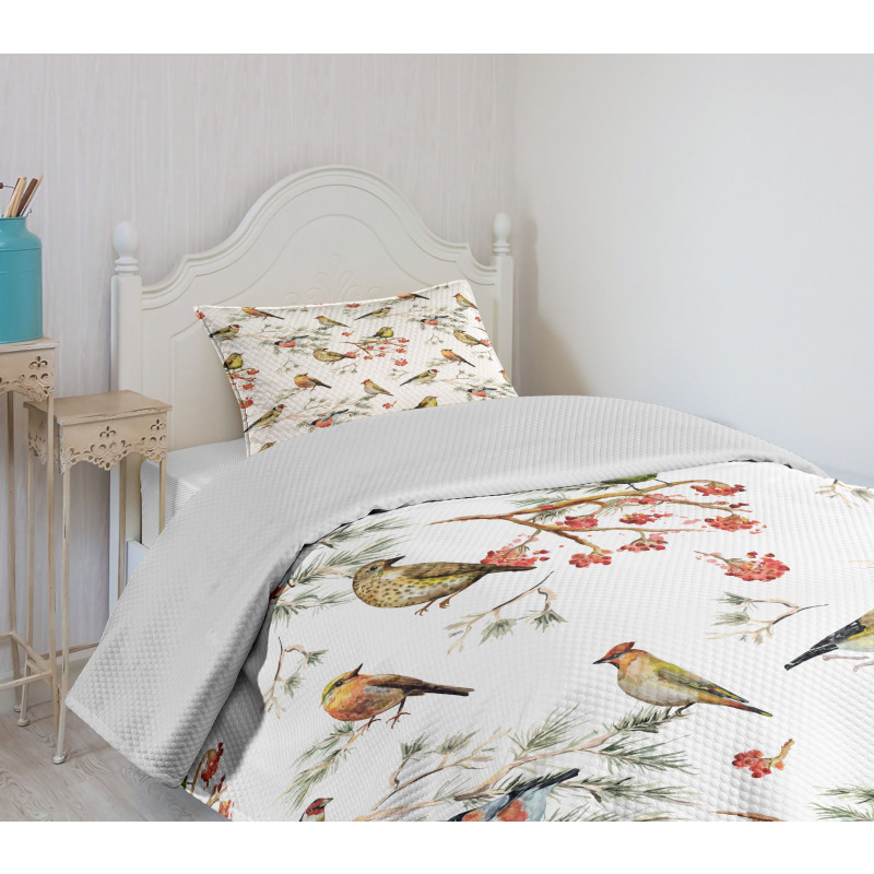 Colorful Forest Birds Bedspread Set