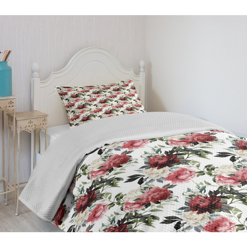 Flower Roses Buds Bedspread Set