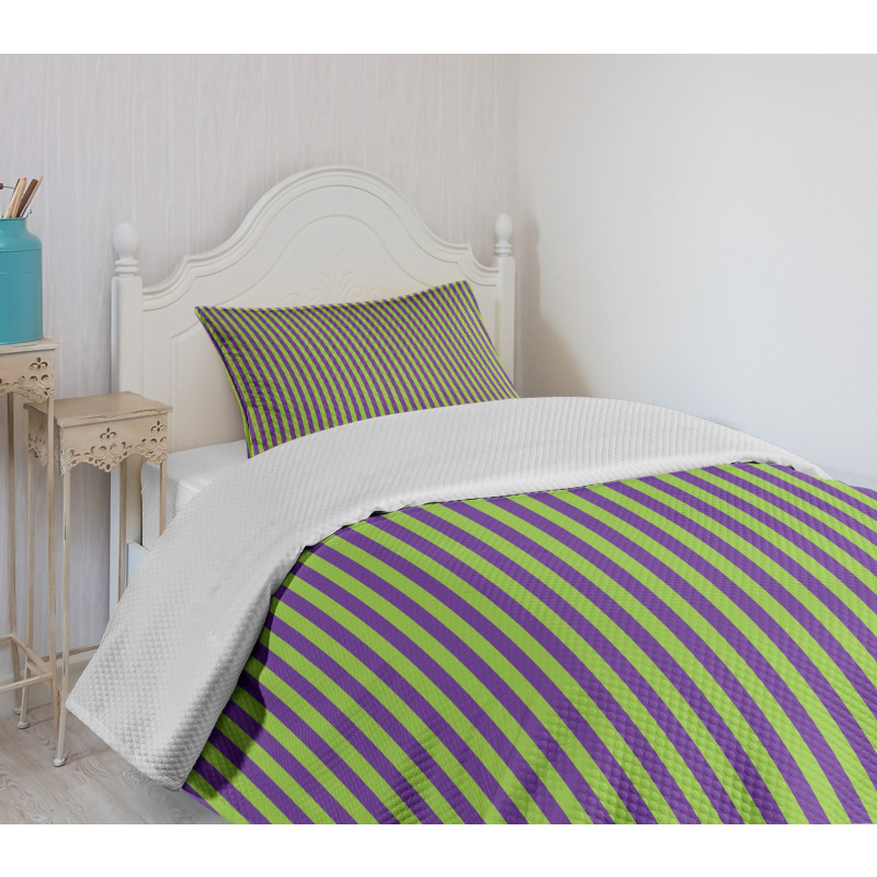 Blue Green Bold Stripes Bedspread Set