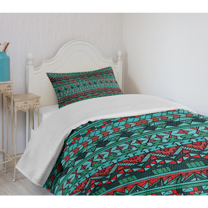 Hand Drawn Aztec Bedspread Set