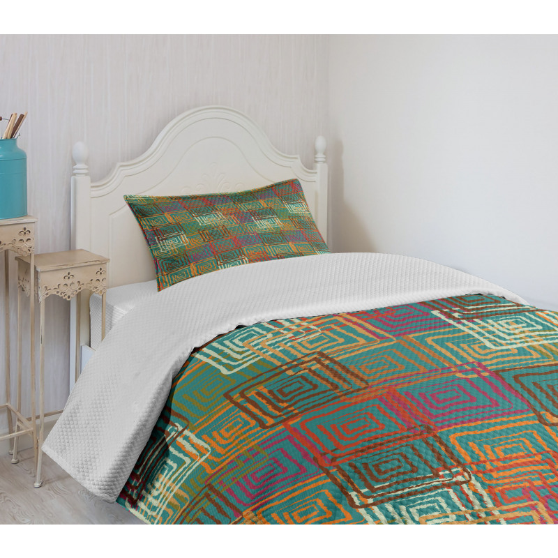 Grunge Folk Rainbow Bedspread Set