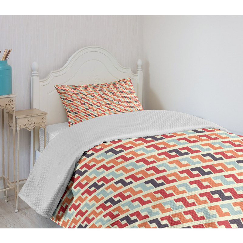 Retro Geometric Zigzag Bedspread Set