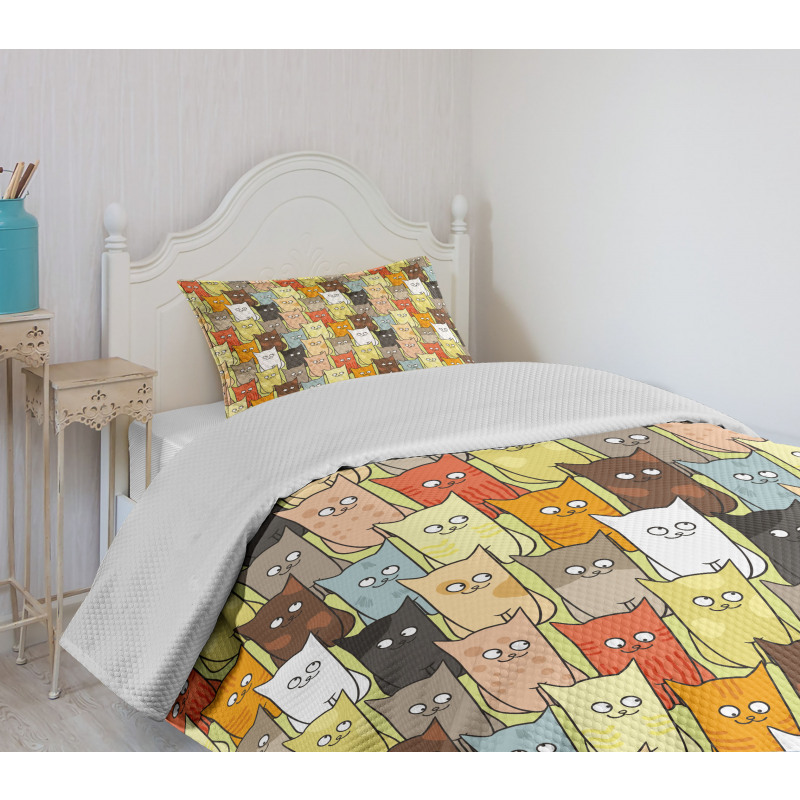 Funny Colored Cartoon Bedspread Set