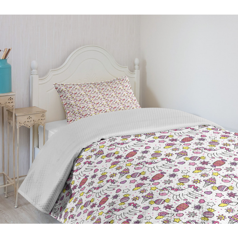 Unicorn Candies Stars Bedspread Set