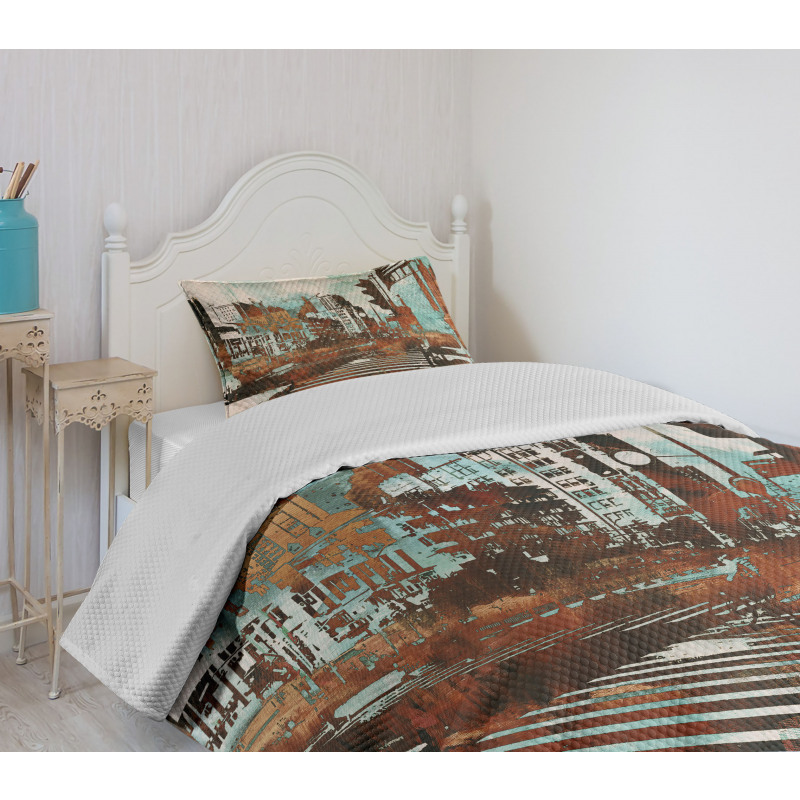 Urban Abstract Cityscape Bedspread Set