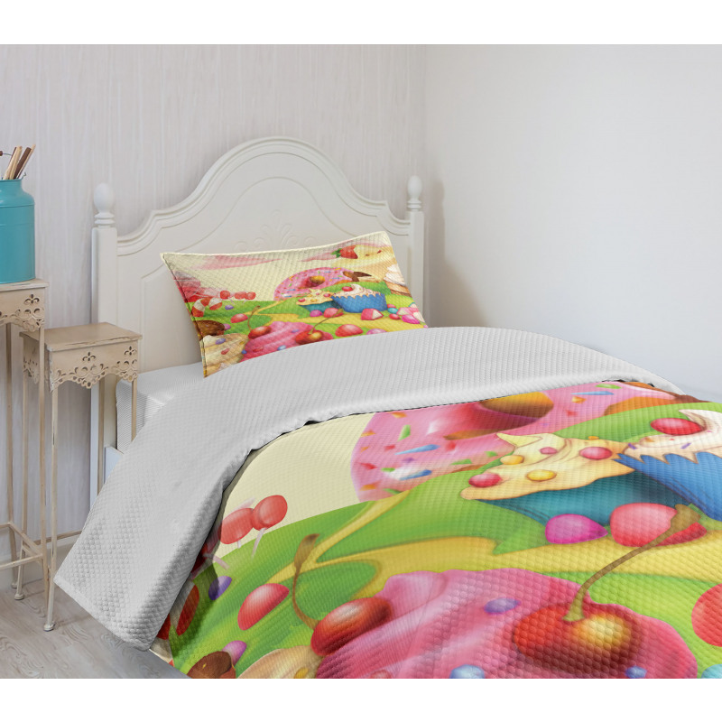 Yummy Donuts Land Bedspread Set