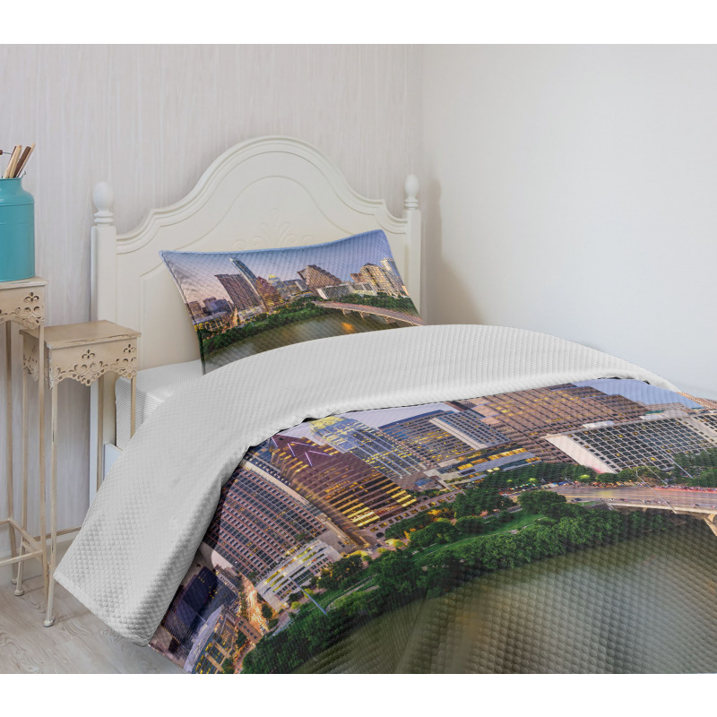 Autin Texas City Bridge Bedspread Set