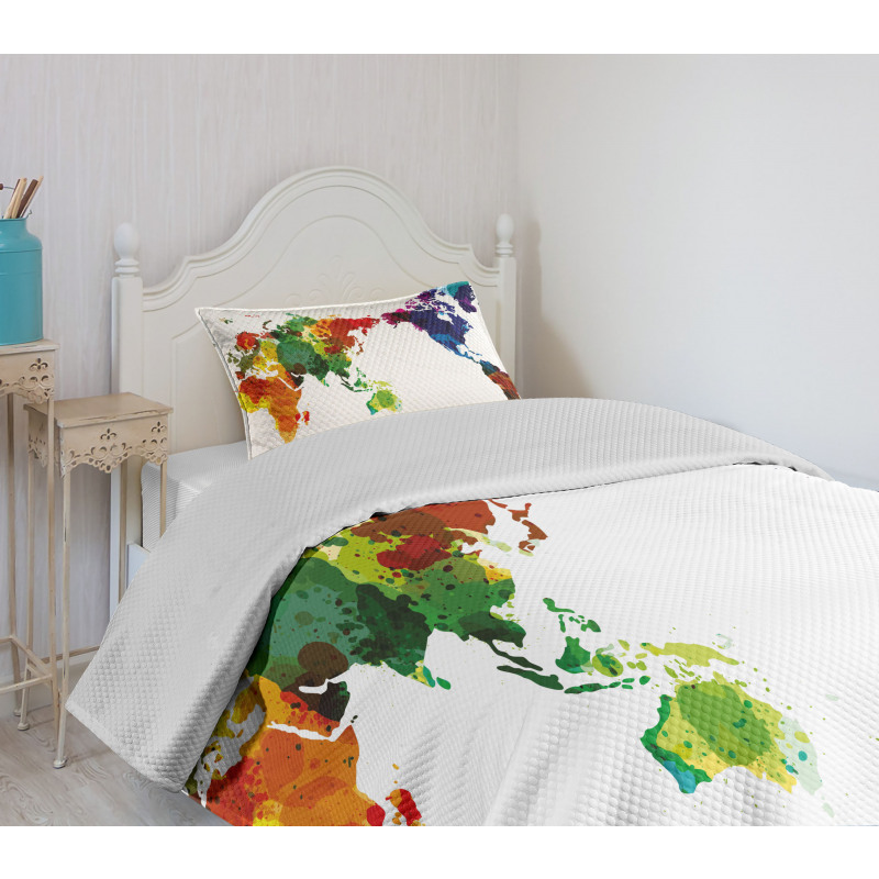 Abstract Wold Map Bedspread Set