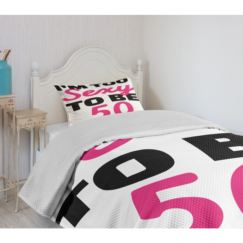 Being 50 Themed Text Bedspread Set