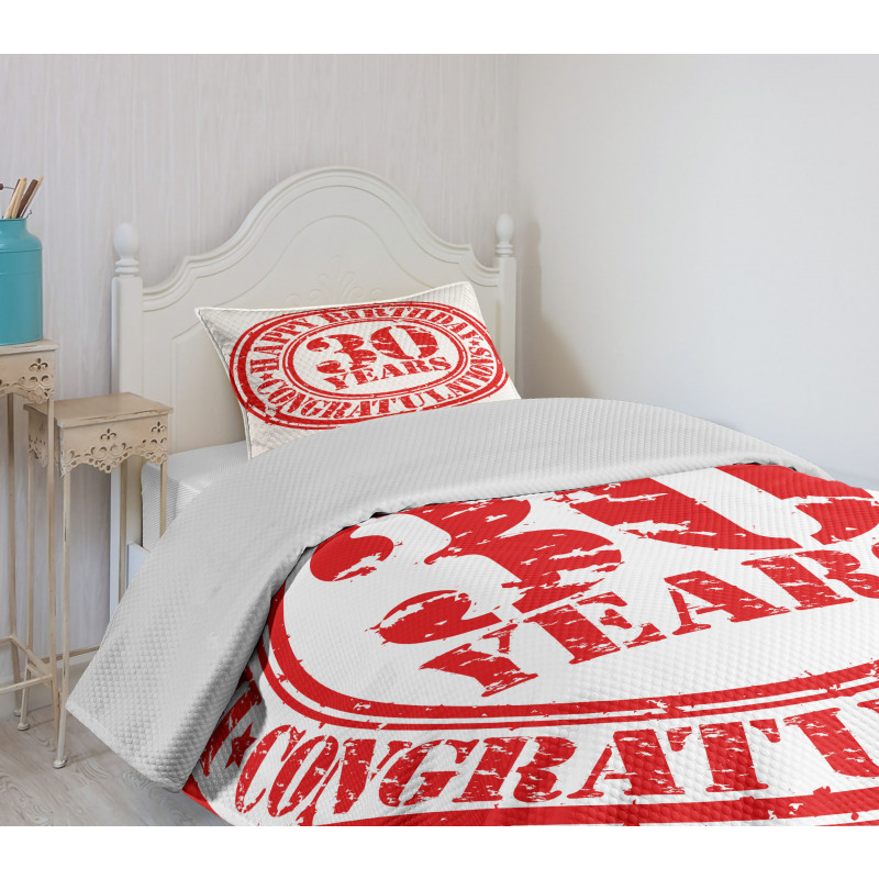 Grunge Birthday Stamp Bedspread Set