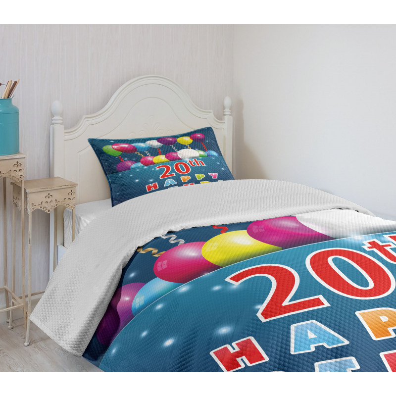 Balloons on Blue Tone Bedspread Set