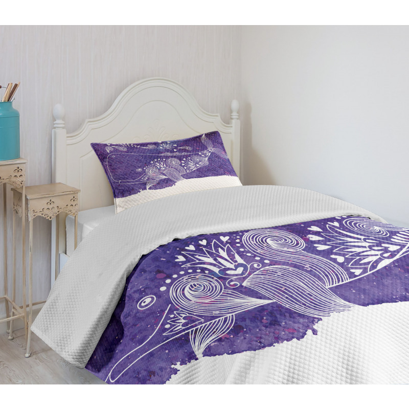 Watercolor Fish Floral Bedspread Set